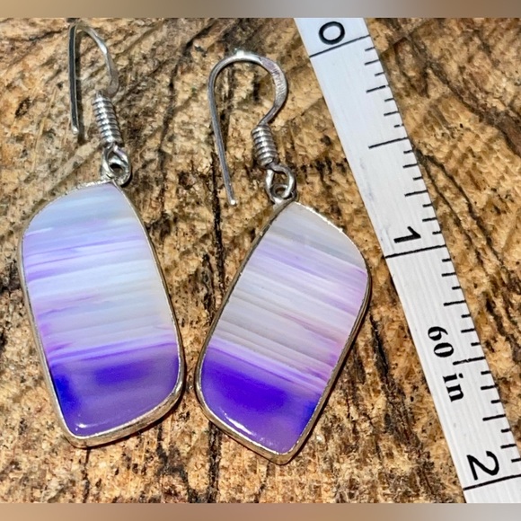 Purple Botswana Agate Earrings 1 7/8” - Picture 6 of 11